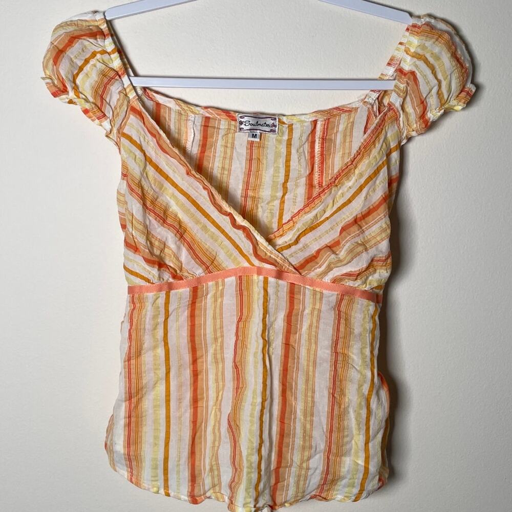 y2k Soulmates Babydoll Striped Top Festival Rave Clueless 90s Mean Girl Medium